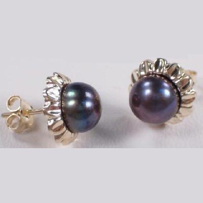 14k Gold Pearl Sunflower Set