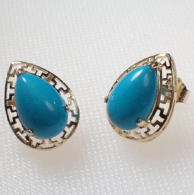 14k Gold Turquoise Set Earrings, ring Pendant