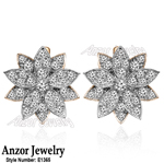 14k Gold Diamond Earrings Russian style