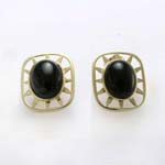 14k Yellow Gold Black Onyx Earrings