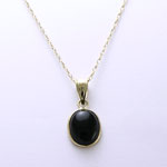 14k Gold Oval Black Onyx Pendant