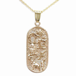 14k Gold 7 Talisman Good Luck Pendant 18"