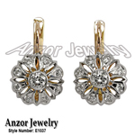Russian Style Genuine Diamond Earrings 14K 585