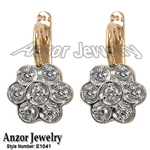 14k Rose Gold Diamond Earrings Russian Style