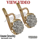 14k Rose Gold Diamond Earrings Russian Style