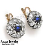 Russian Style Sapphire & Diamond Earrings 585