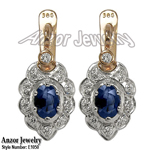 Russian Style Sapphire & Diamond Earrings 585