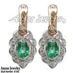 Russian Style Emerald & Diamond Earrings 585