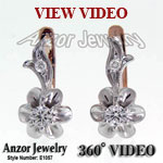 Russian style diamond earrings 14k gold
