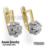 14k gold  Russian style Diamond Earrings F SI1