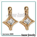 Russian Style Diamond Earrings 585 14K G VS1