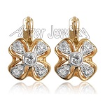 Russian Style Genuine CZ Silver Earrings