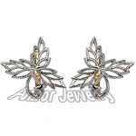 14k Rose and white Gold Design Earrings