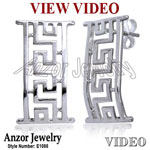 14k White Gold Greek Earrings