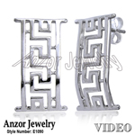 950 Platinum Greek Key Design Earrings