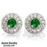 950 Platinum Diamond and Emerald Earrings