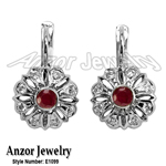 Russian Style Diamod & Ruby Earrings 14k Gold 585