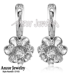Russian Style Diamond Flower Earrings 14k 585