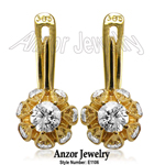 Russian tulpan Style Diamond Earrings 18k GOLD