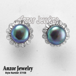 14k Sunflower Black Pearl Earrings