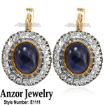 Russian Style Sapphire & Diamond Earrings 585