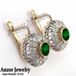Russian Style Diamond & Chrome Diopside Earrings