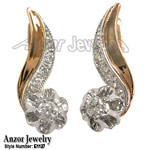 Russian Vintage Style diamond Earrings 14 gold