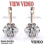 Russian Style Diamond Earrings 14K GOLD