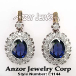 RUSSIAN Style Diamond Sapphire Earrings 585