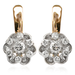Flower European style Diamond Earrings 14k