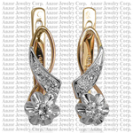 Old Russian style Diamond Earrings 14k gold