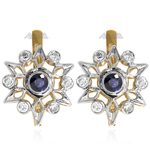 Russian Style Diamond & Sapphire Earrings 585 14k