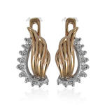 Handmade Russian style Diamond earrings 14k Gold