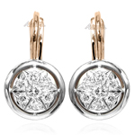 14k Rose Gold Russian style Diamond Earrings