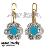 Russian Style Genuine Turquoise Earrings 585