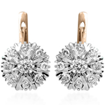Russian Style Earrings Diamond 14k Gold 585