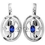 Russian Style Earrings Blue Sapphire Gold 585
