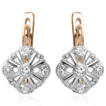 Genuine Diamonds, Russian Style Earrings 14k