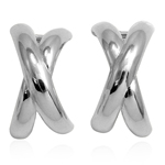 14k Solid White Gold Picasso style X's Earrings