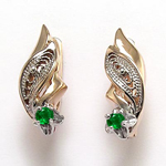 14k Rose Gold Emerald Russian style Earrings