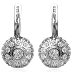 14k White Gold Russian style Diamond Earrings
