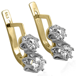 Russian Style Diamond Earrings 14K gold