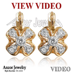 Flower Shaped Diamonds Earrings 18k Gold