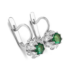 Russian Style Emerald Diamond Earrings 14K 585