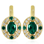 Russian Style Diamond Emerald Earrings 585