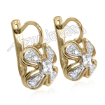 Russian Style Genuine Diamonds Earrings 14k Gold