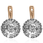 14k Rose Gold Diamond Earrings Russian Jewelry