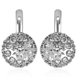 Russian Style Diamond Earrings 14k White Gold