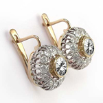 Russian Style Diamond & Sapphire Earrings 585