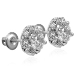 Genuine Diamond  Stud Earrings in 14k Gold